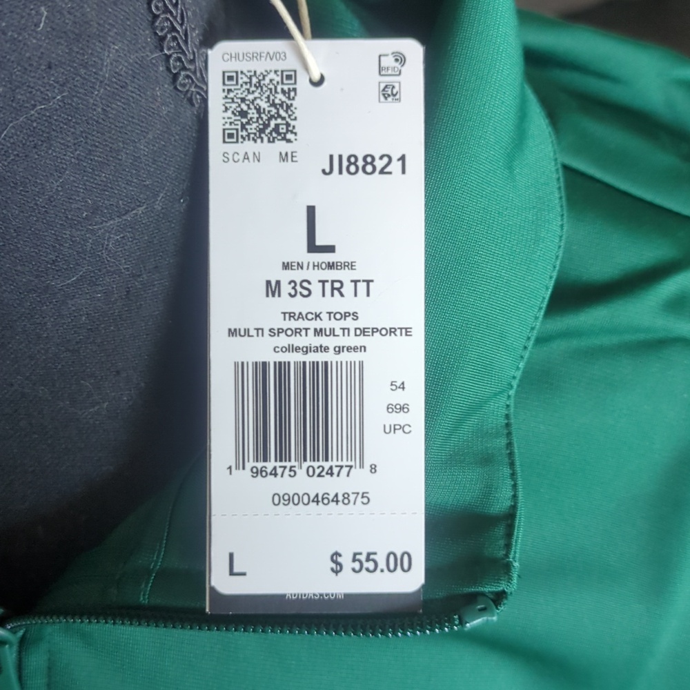 NWT Adidas Men's Collegiate Green Dayready Full Zip Track Top Size Large - Picture 8 of 9
